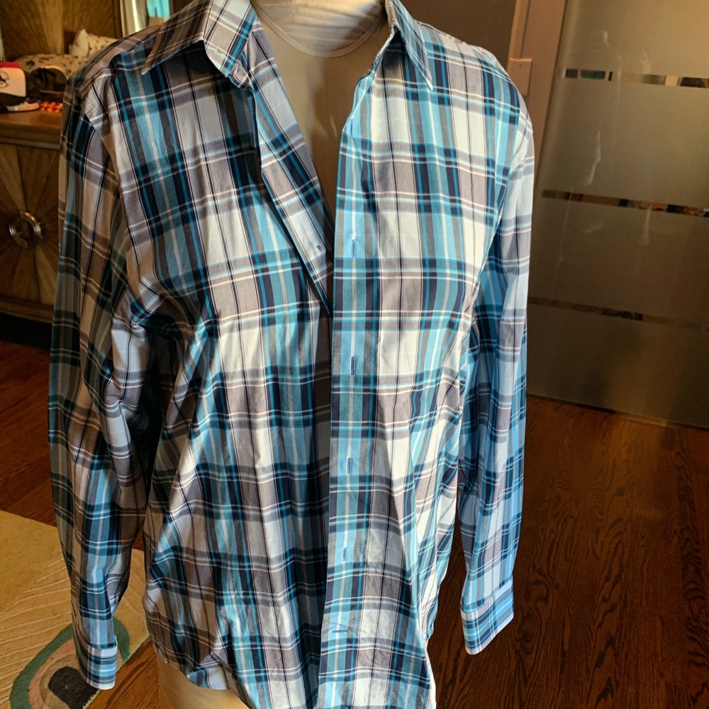 Blues plaid button down. Express